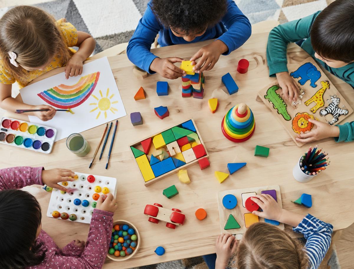 Children exploring creative activities